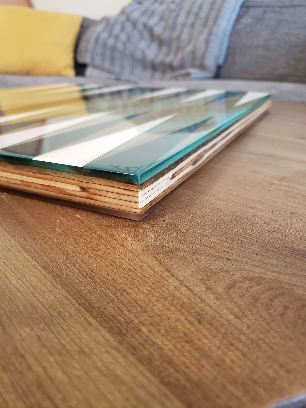 Thumbnail: Turquoise Resin Color Tint Backgammon Board
