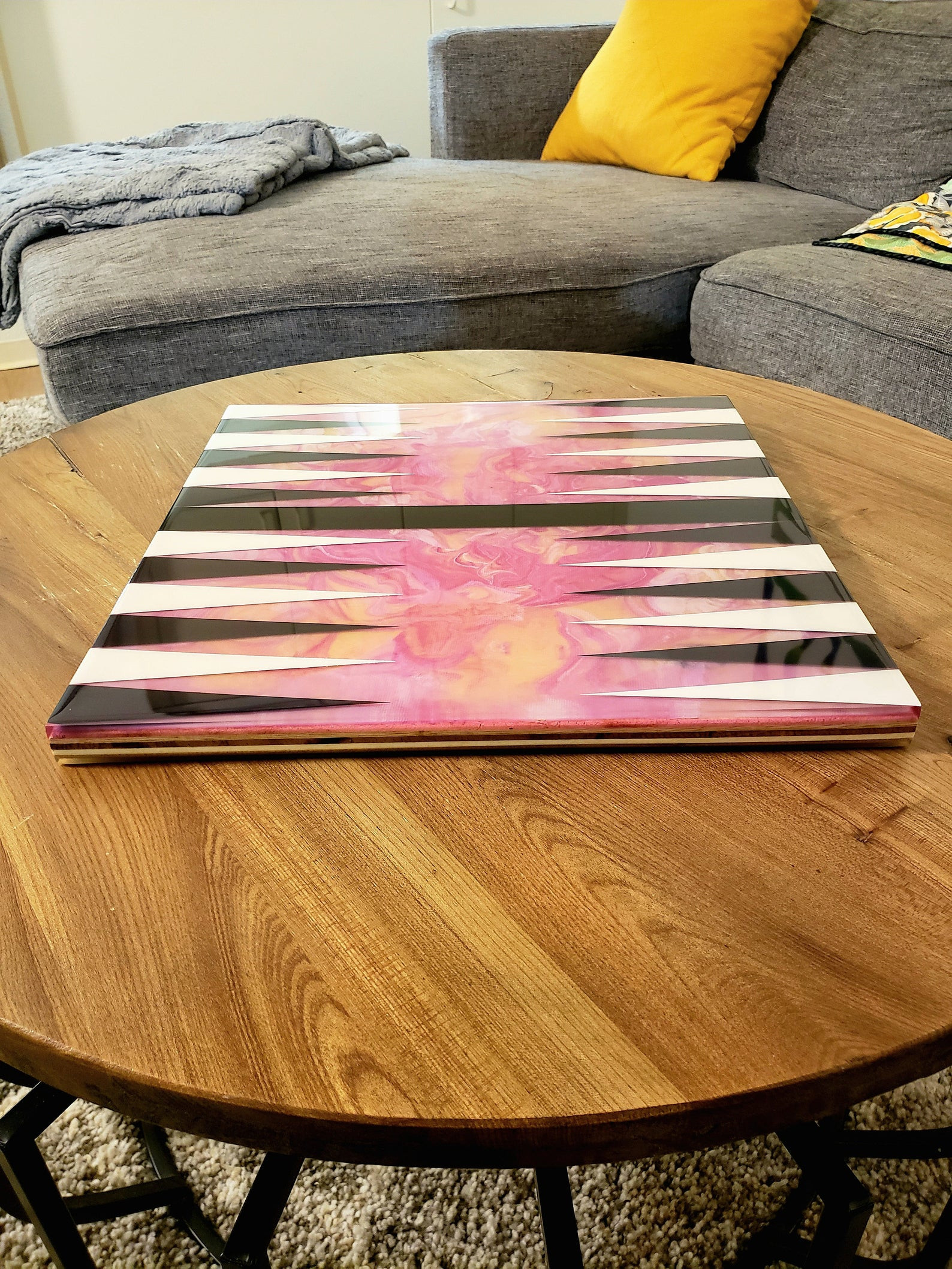 Pink Resin Color Backgammon Board 15.5x16"