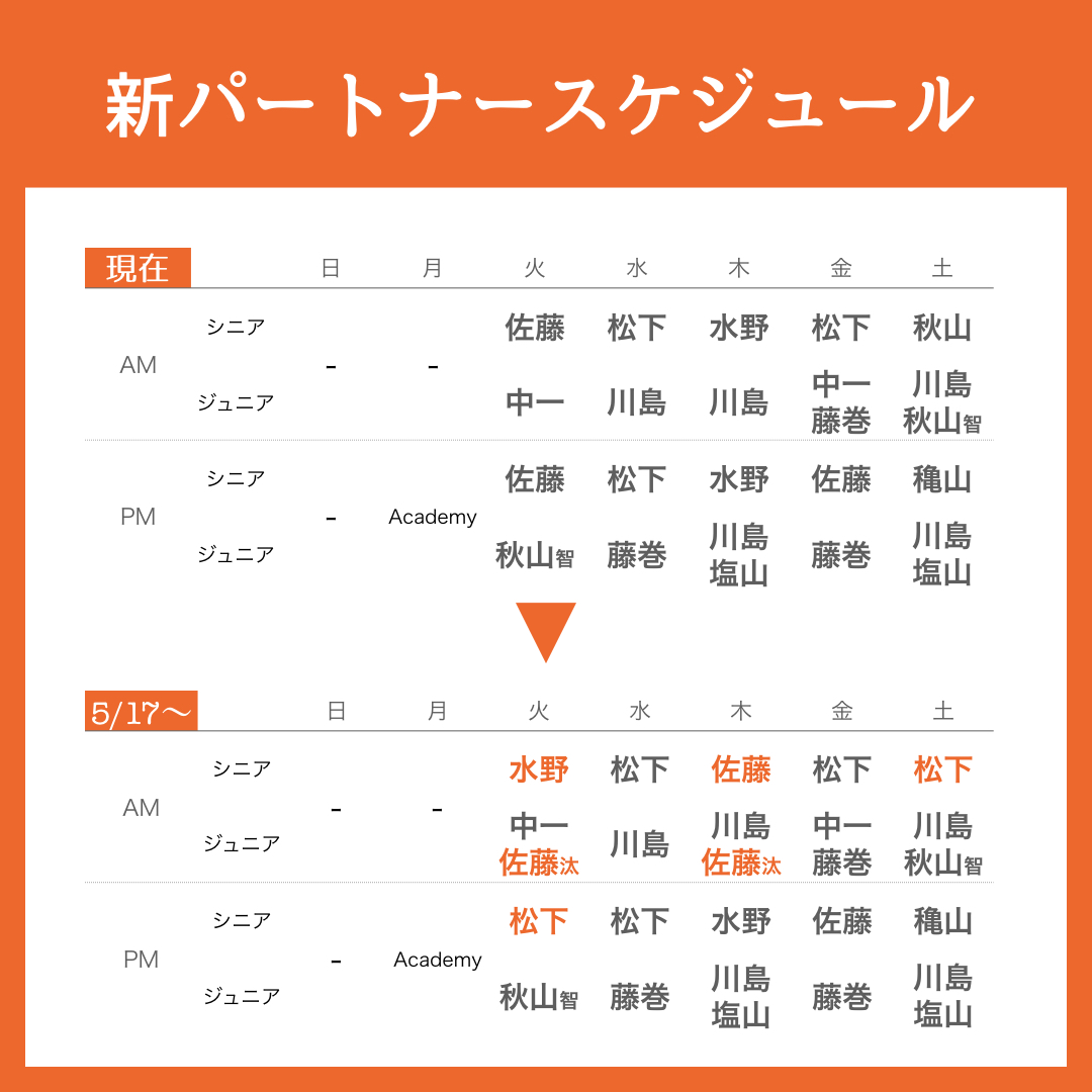 *新パートナースケジュールのお知らせ* content media