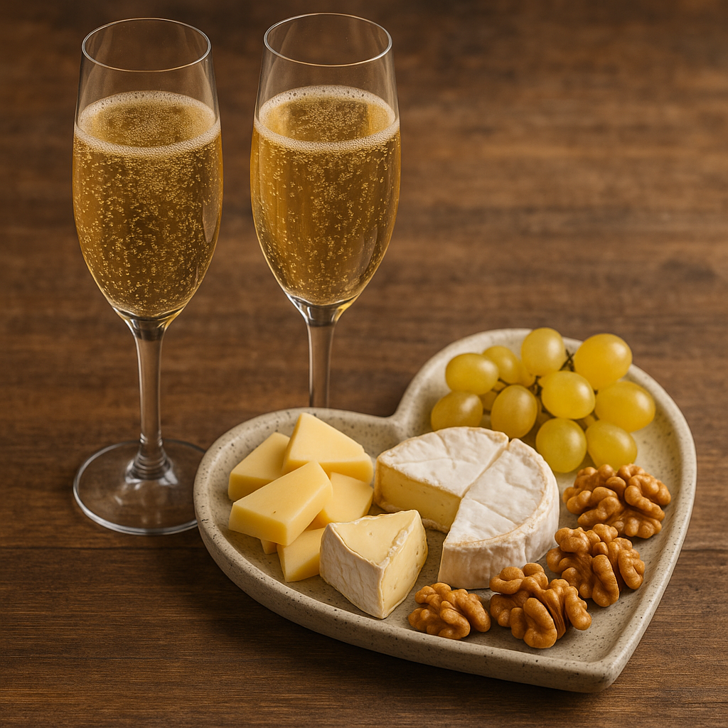 Sparkly (2 glasses) & Romantic Cheese platter for 2