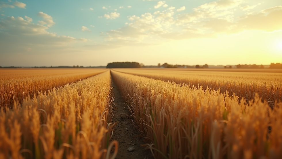 Wide angle view of a cooperative farm field