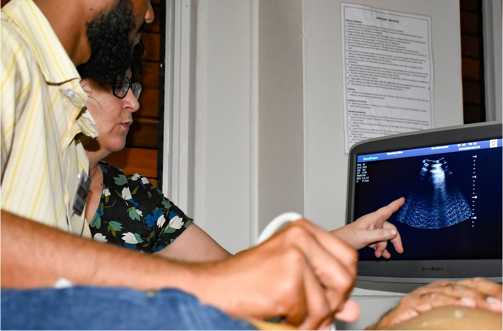 A doctor pointing at an Ultrasound Monitor