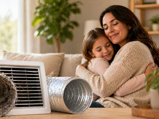 dirty air ducts full of dust and debris inside HVAC system