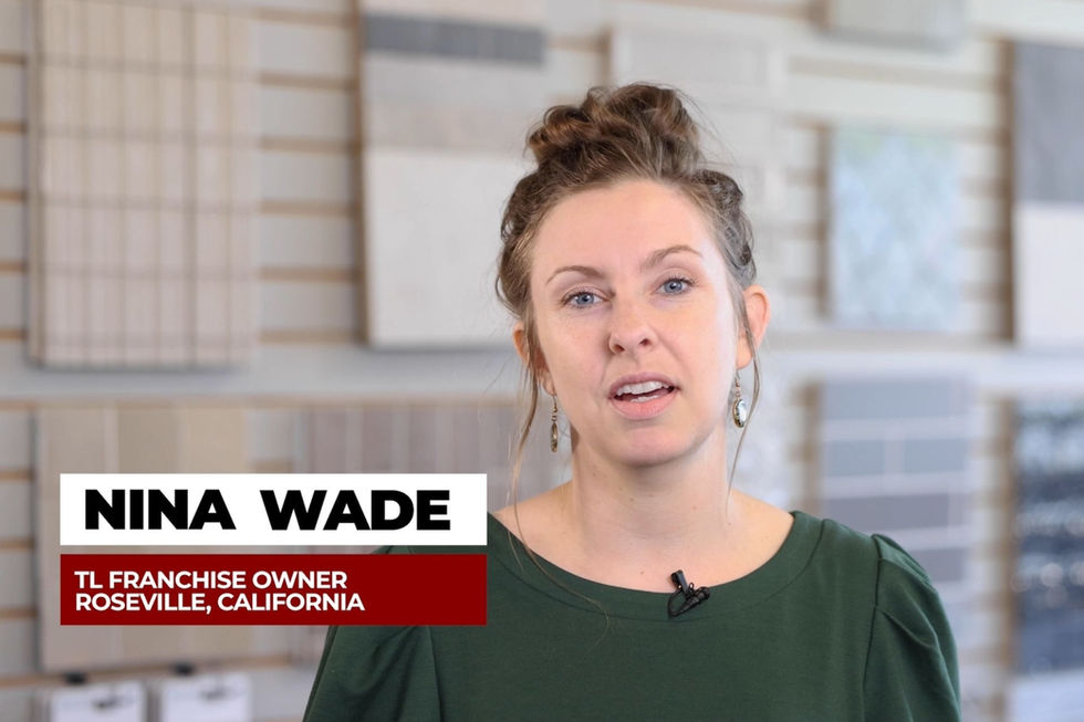 Franchise owner discusses flooring options and customer experience in a Tile Liquidators testimonial video.