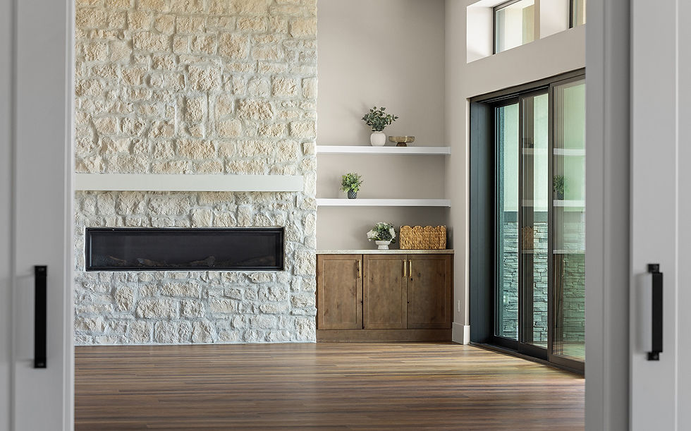 Professional architectural photo of Reno luxury new-build living room by Build Media Co — natural light, true perspective