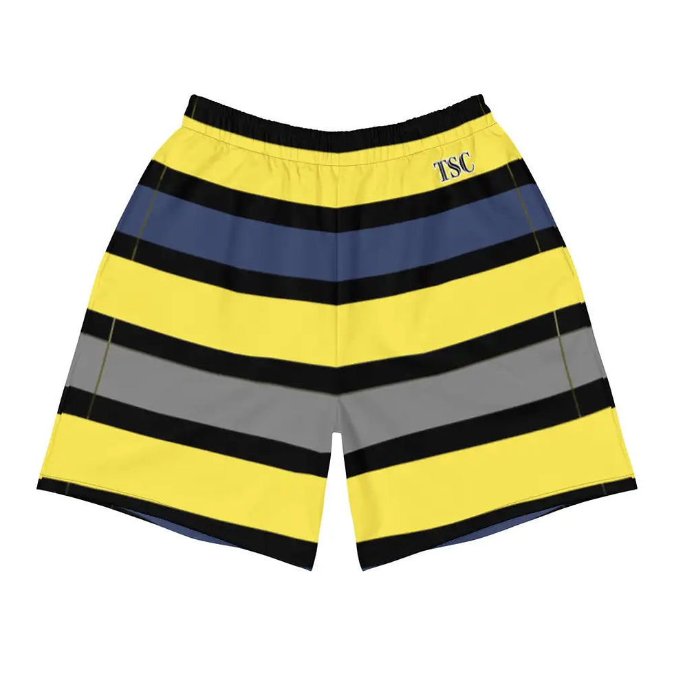 Miniatura: Men's Tropical Dark Blues/Yellow Long Shorts