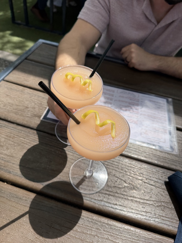 A frozen spritz on a patio >>>
