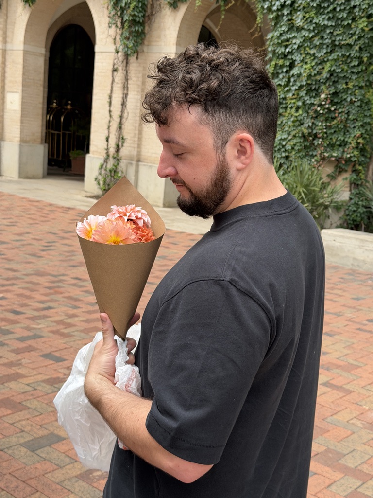 Cutie guy with a flower suprise for me.