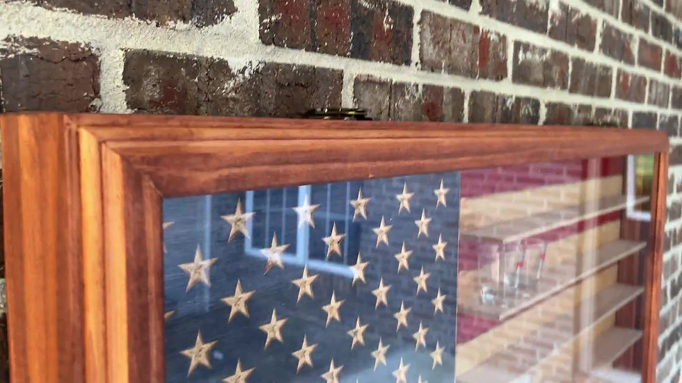 Thumbnail: XL US Flag Shadow Box (or Shot Glass) Display Case w/ Hinged Door