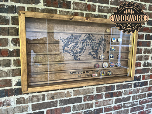 Large Custom Challenge Coin Display Case w/ Sliding Door | 10 DC
