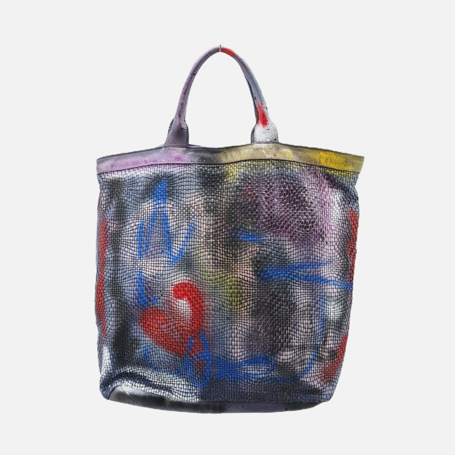 Limited Edition - Borsa in pelle Dipinta 'Wall' - Azzurro ♥