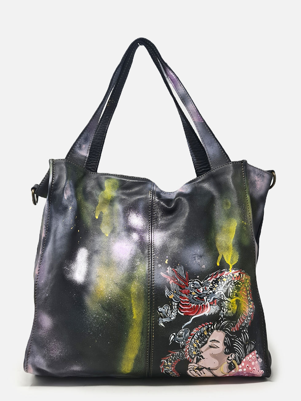 Thumbnail: Limited Edition - Borsa in pelle Dipinta - Nero ♥