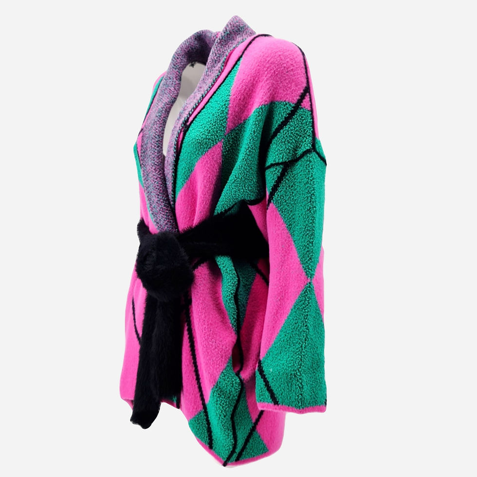 Thumbnail: Akep - Cardigan sciallato rombi - Fucsia