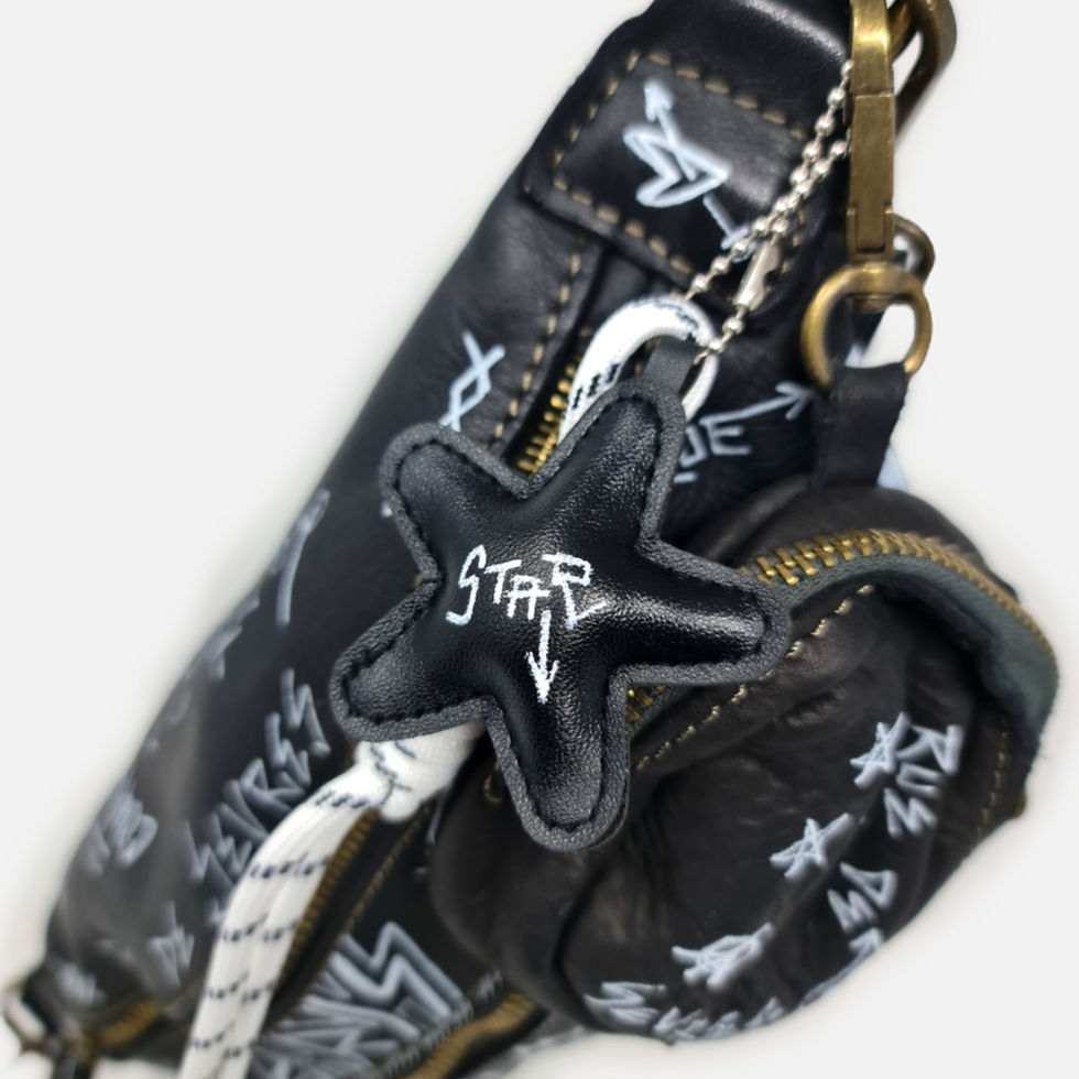 Thumbnail: Limited Edition - Marsupio in pelle dipinto - Nero ♥