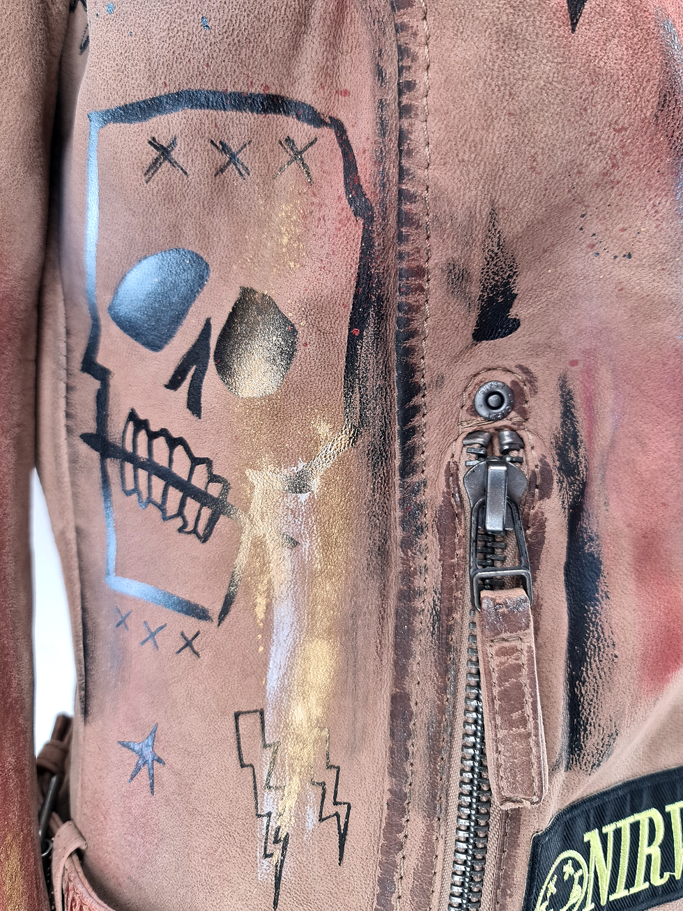 Miniatura: Limited Edition - Giubbotto in pelle Dipinto - Tortora  ♥