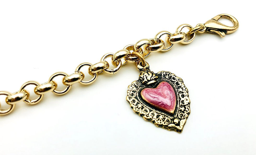 Miniatura: Mupaji - Bracciale catena piccola cuore sacro - Oro ♥