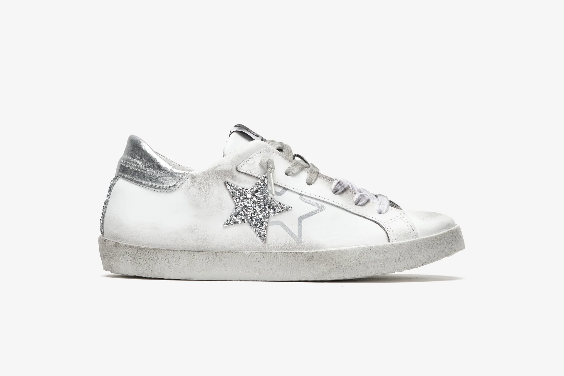 2Star - Sneaker in pelle bianca - Argento ♥