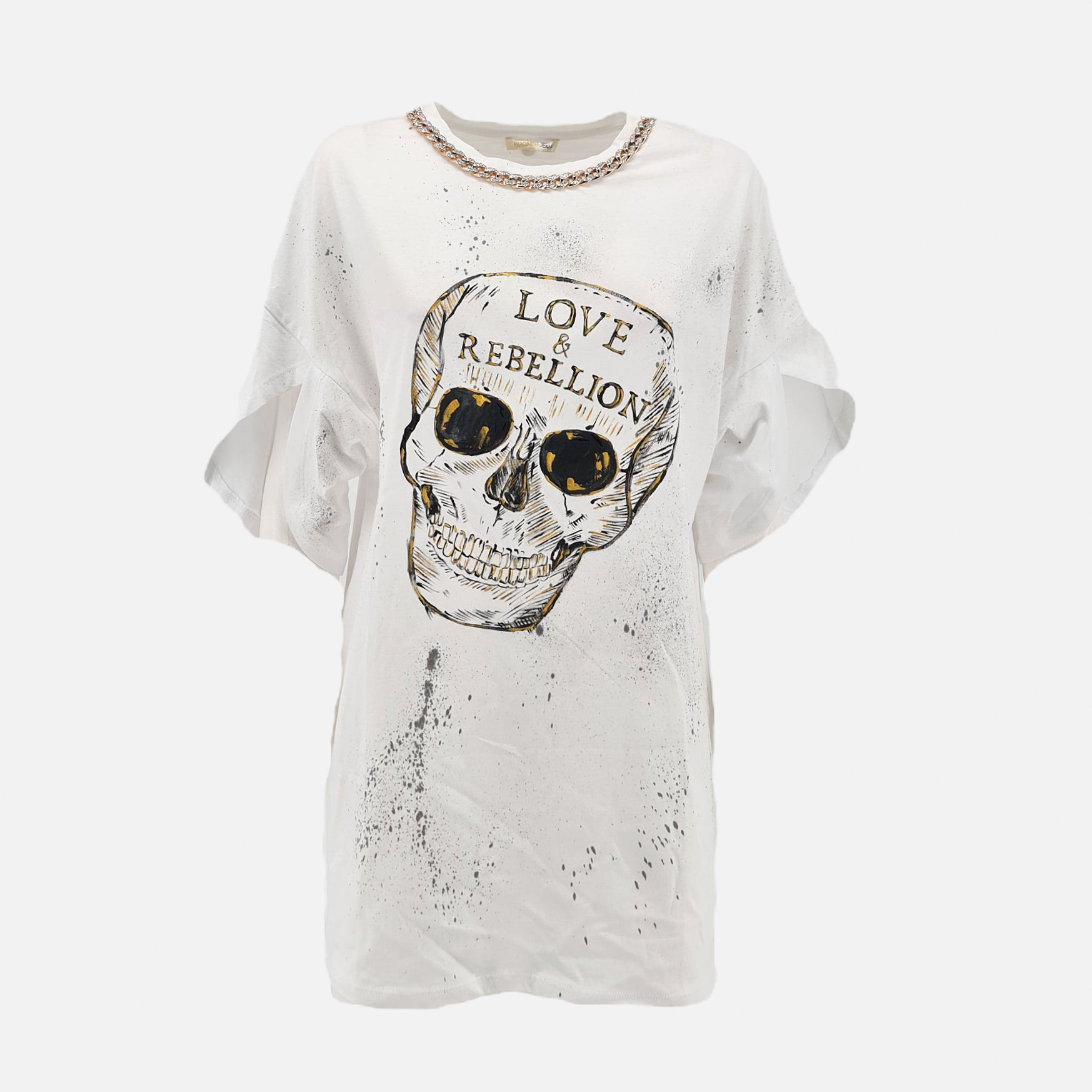 Limited Edition - T-shirt Dipinta Skull  - Bianco