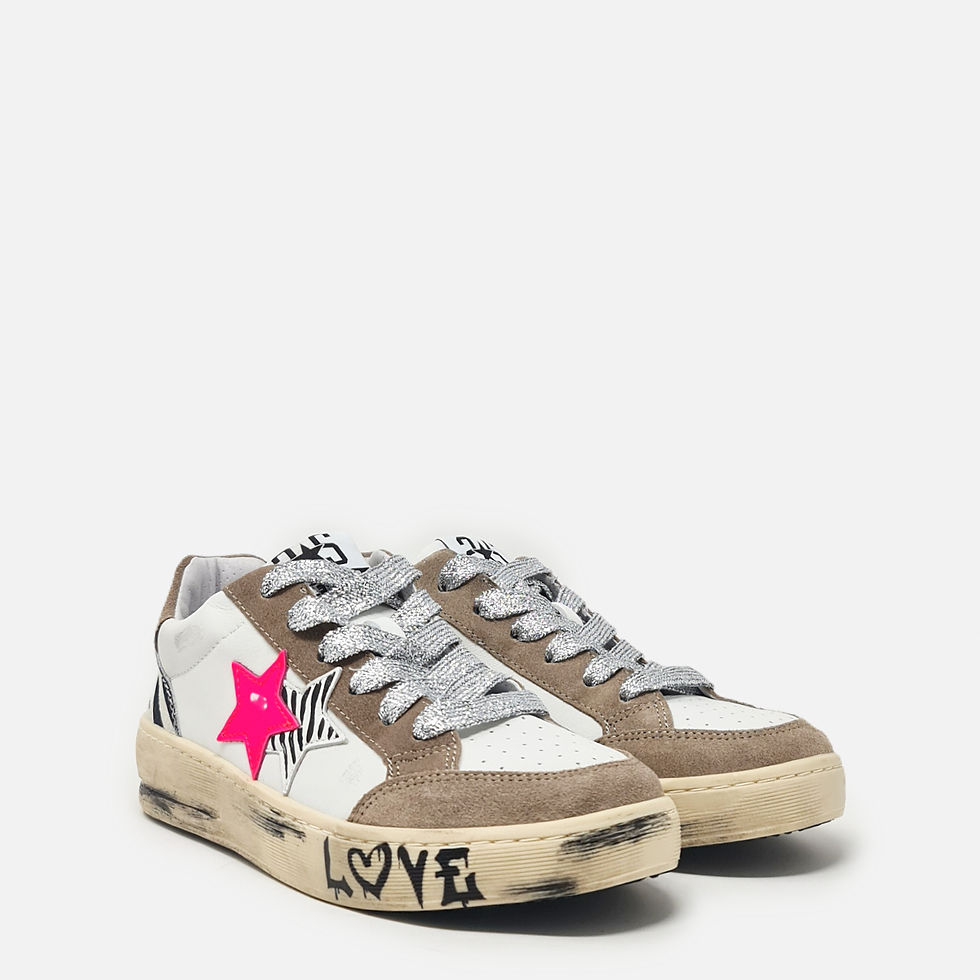 Miniatura: Limited Edition - 2Star - Sneaker New Star Dipinta - Zebra|Taupe