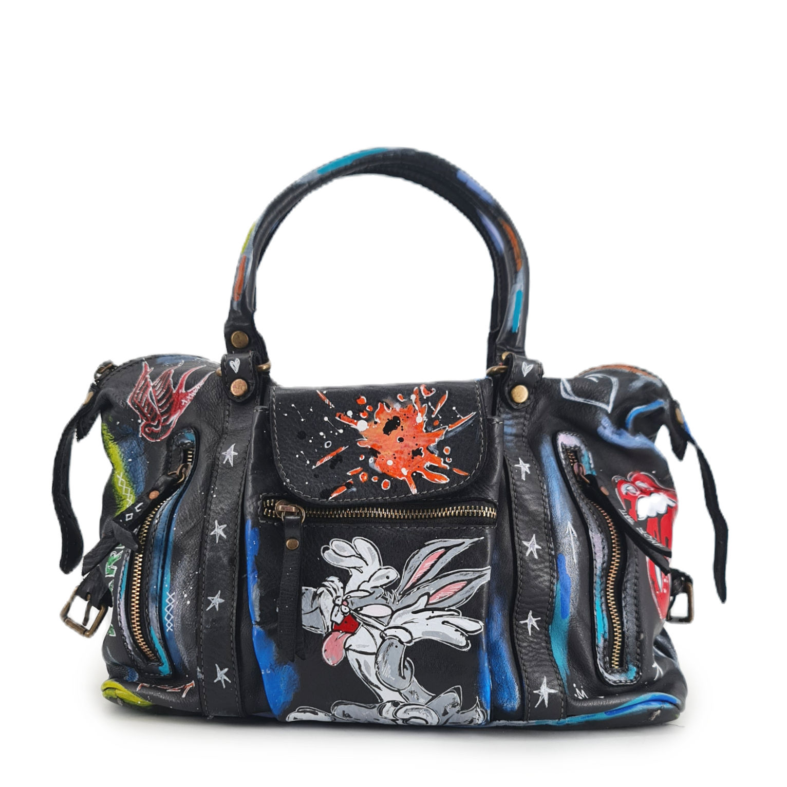 Limited Edition - Borsa in pelle Dipinta - Nero ♥