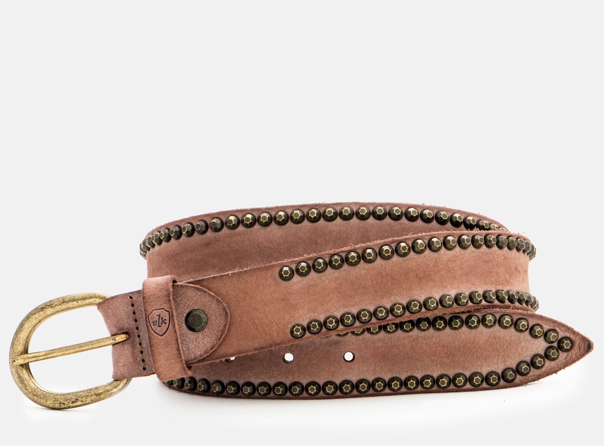 Cintura in pelle con borchie - Marrone Lavato ♥