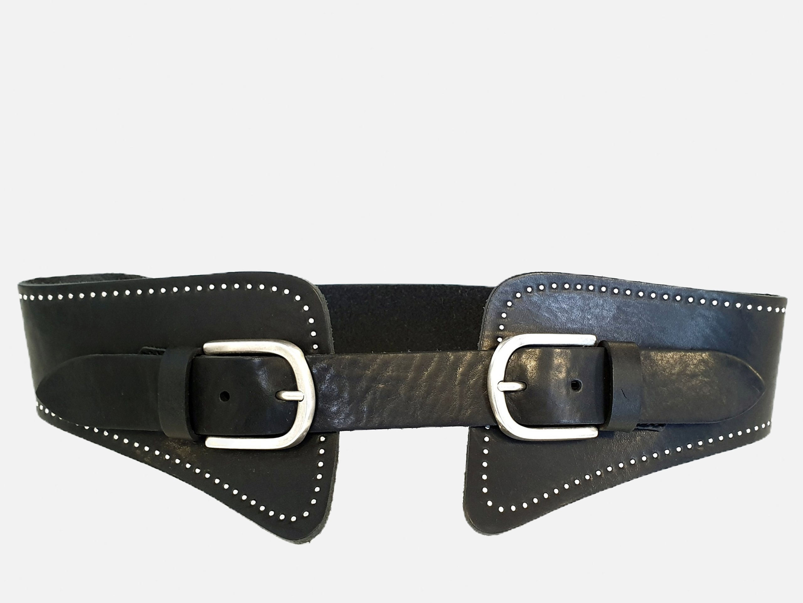 Cintura in pelle a corpetto - Nero ♥