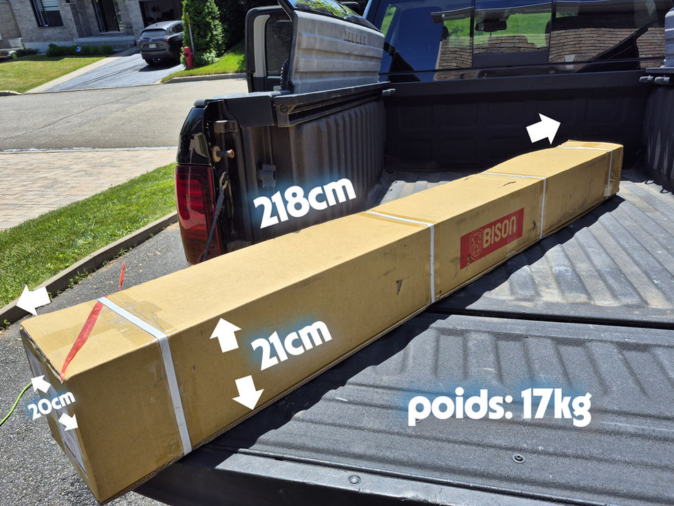 Boîte longue dans un pick-up, 218cm x 21cm, 17kg