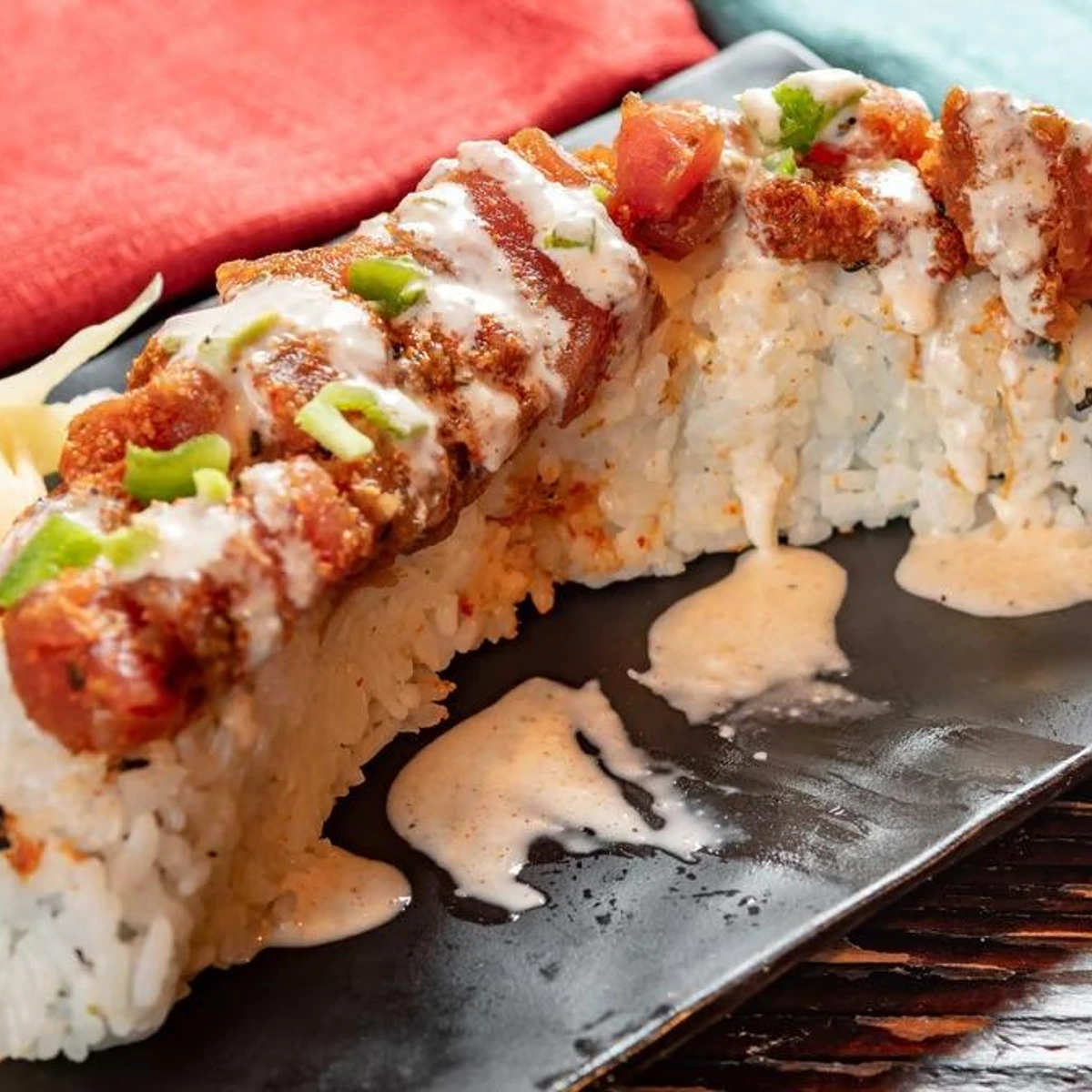 Close up of a sushi roll
