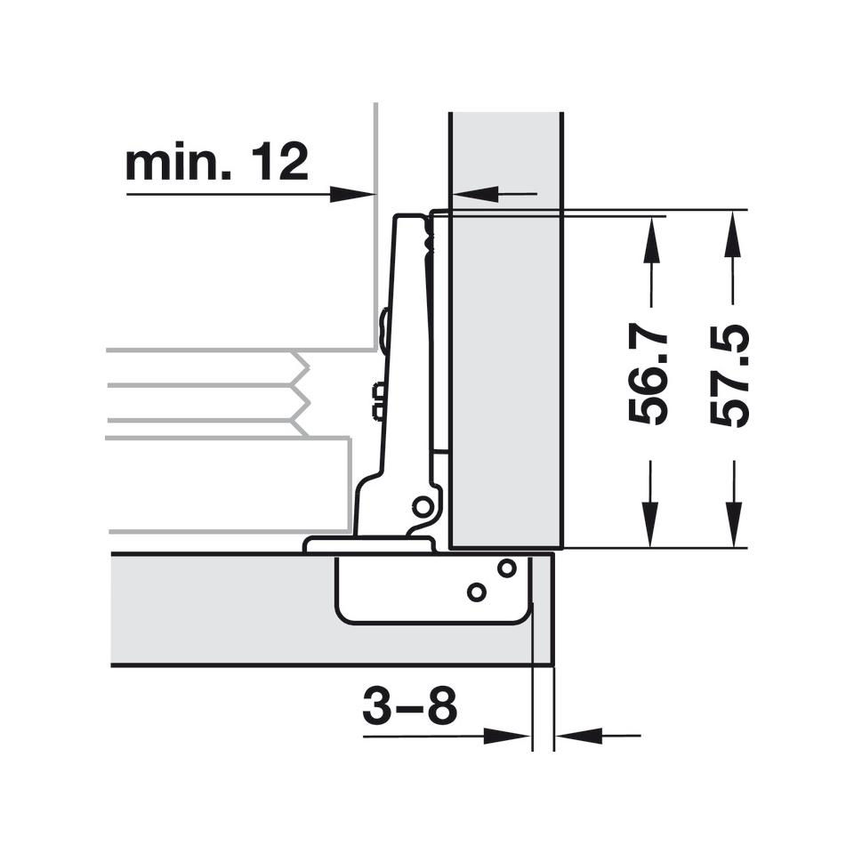 Miniatura: Metalla 510 A 94°, montaje angular, para puertas de frigorífico