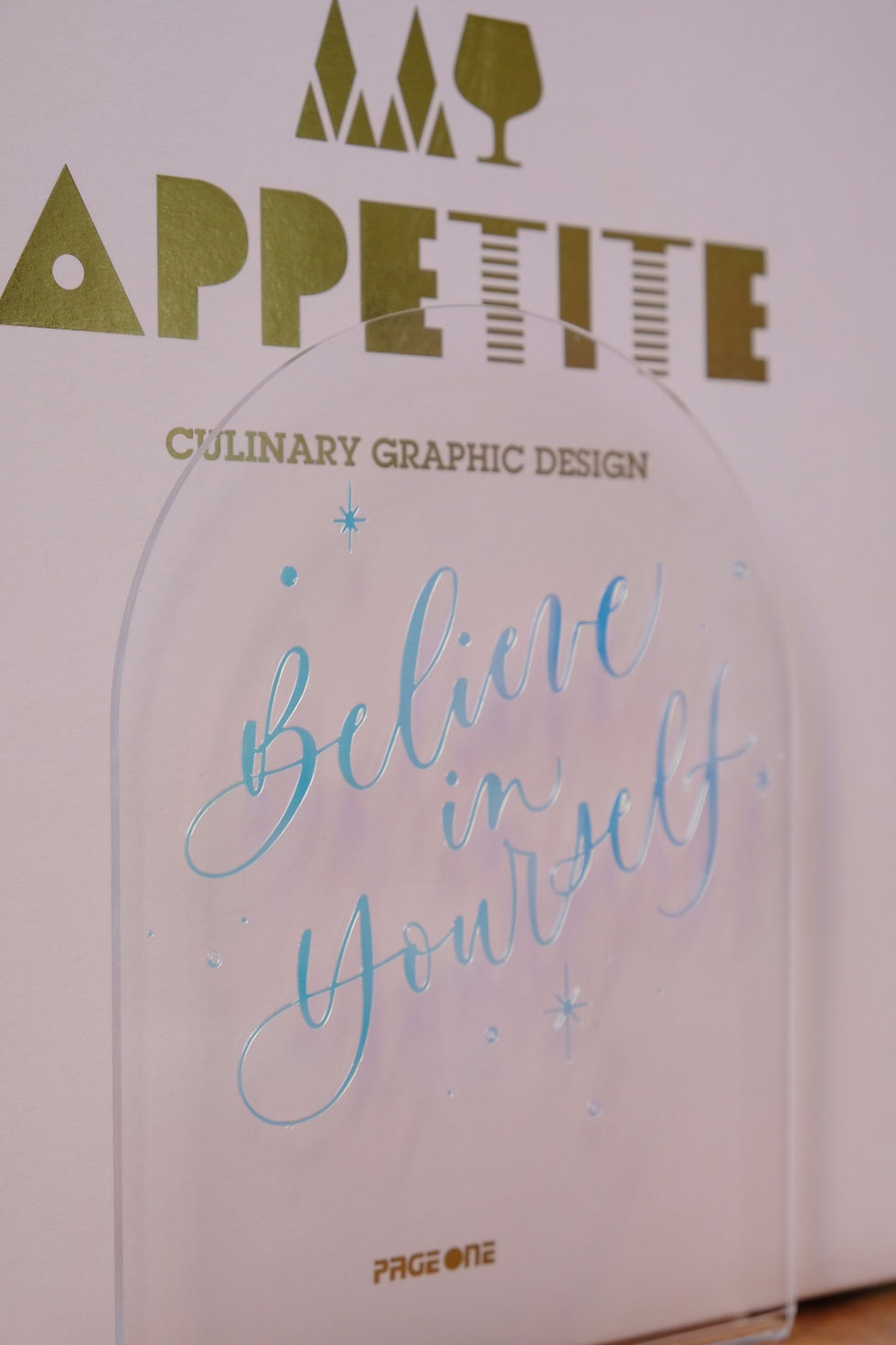 Thumbnail: acrylic bookend with calligraphy personalisation