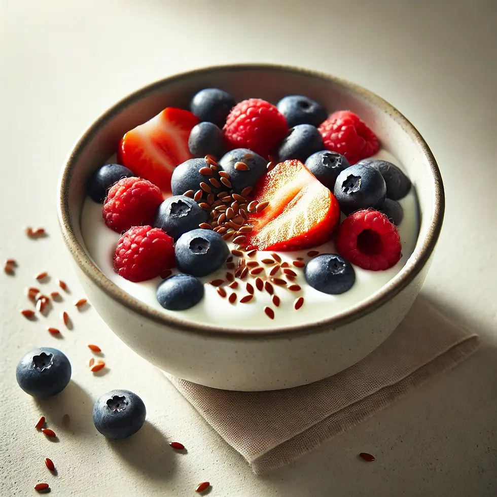 Quark mit Beeren und Leinsamen