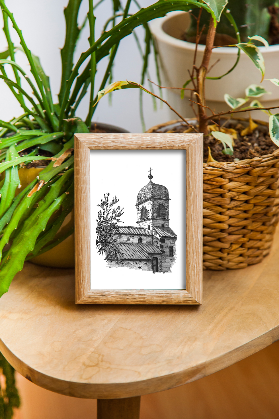 Miniature : L'église de Pérouges (noir et blanc)