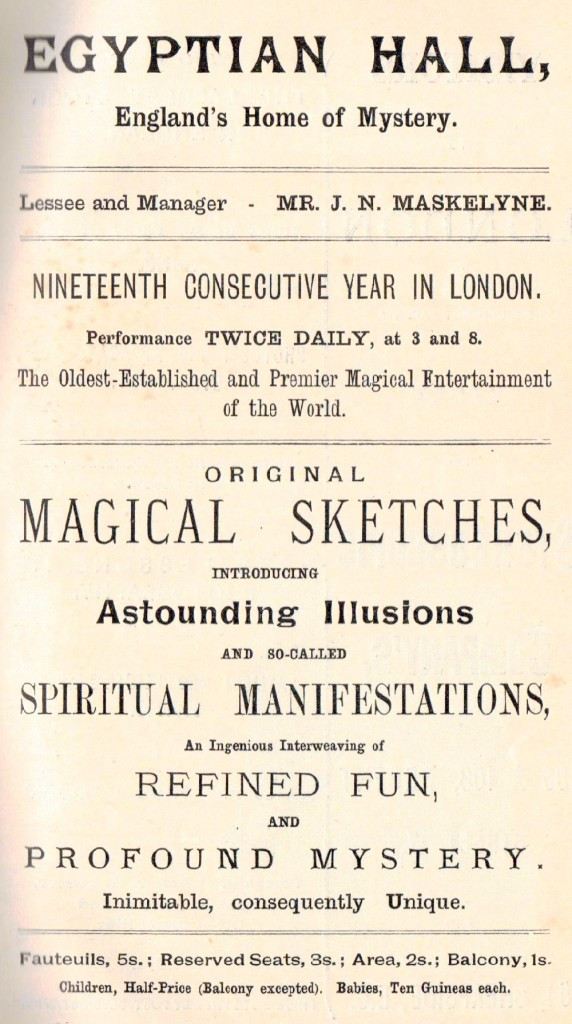 Maskelyne Egyptian Hall Advertisement 1891