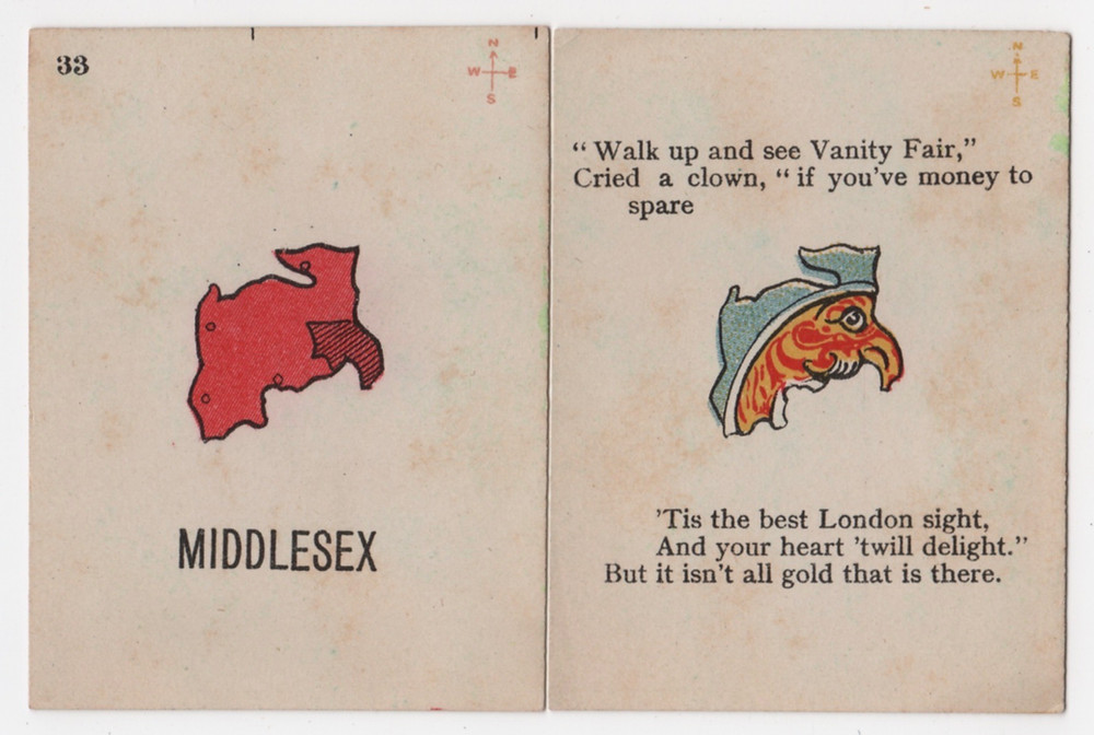 Middlesex card with a poem about Vanity Fair