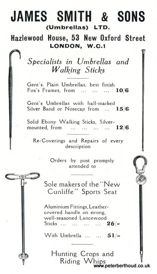 James Smith & Sons (Umbrellas) Ltd 53 New Oxford Street, London advertisement
