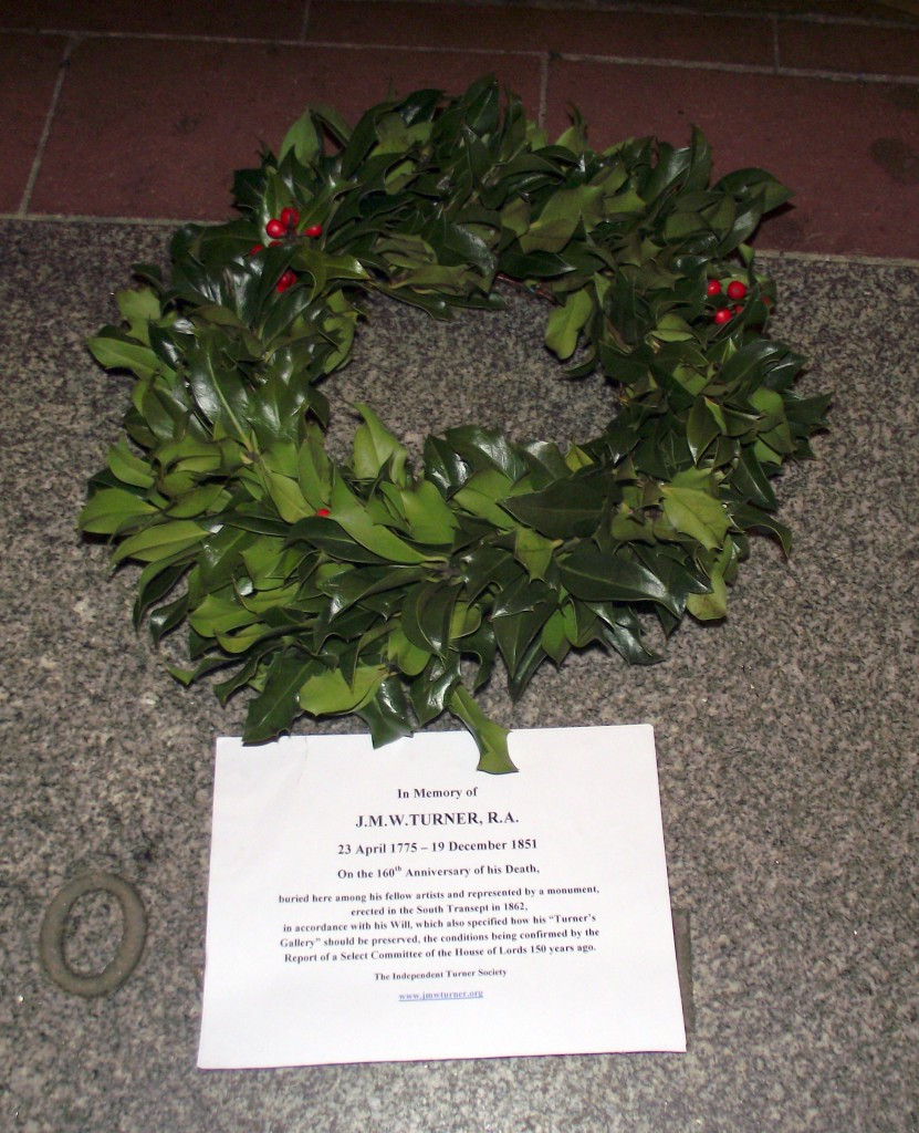 Wreath for JMW Turner in the crypt of St Paul's Cathedral