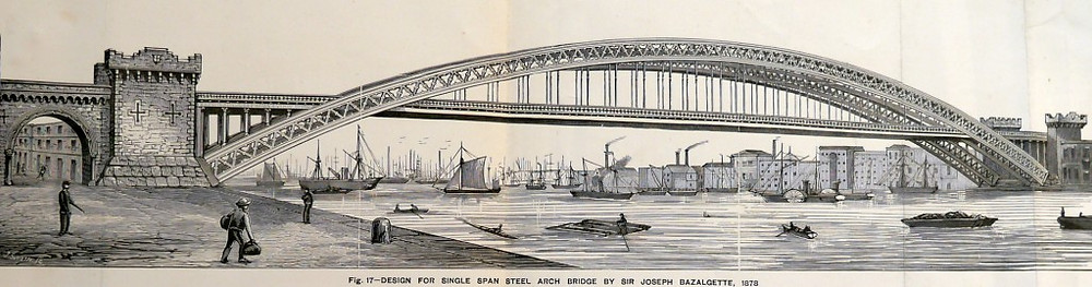 Tower Bridge as it Might Have Been - Design for a single span bridge by Sir Joseph Bazalgette 1878