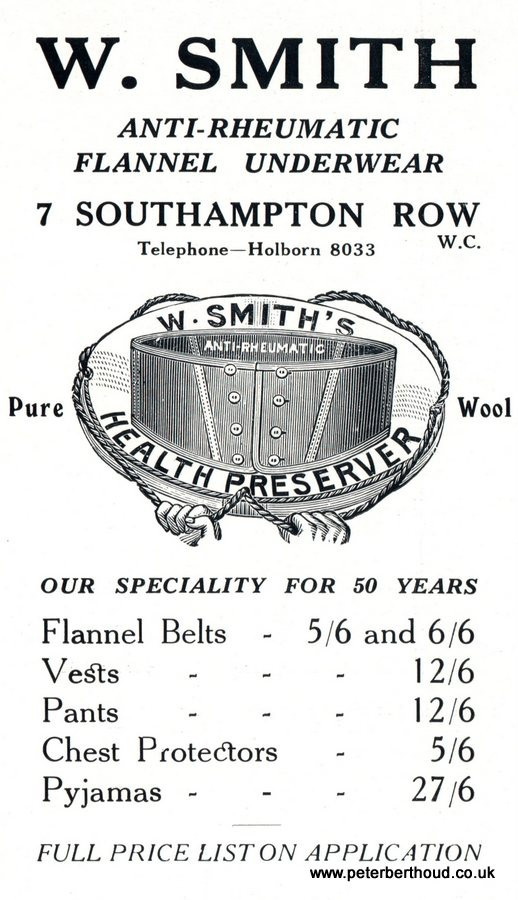 W. Smith Anti-Rheumatic Flannel Underwear advertisement