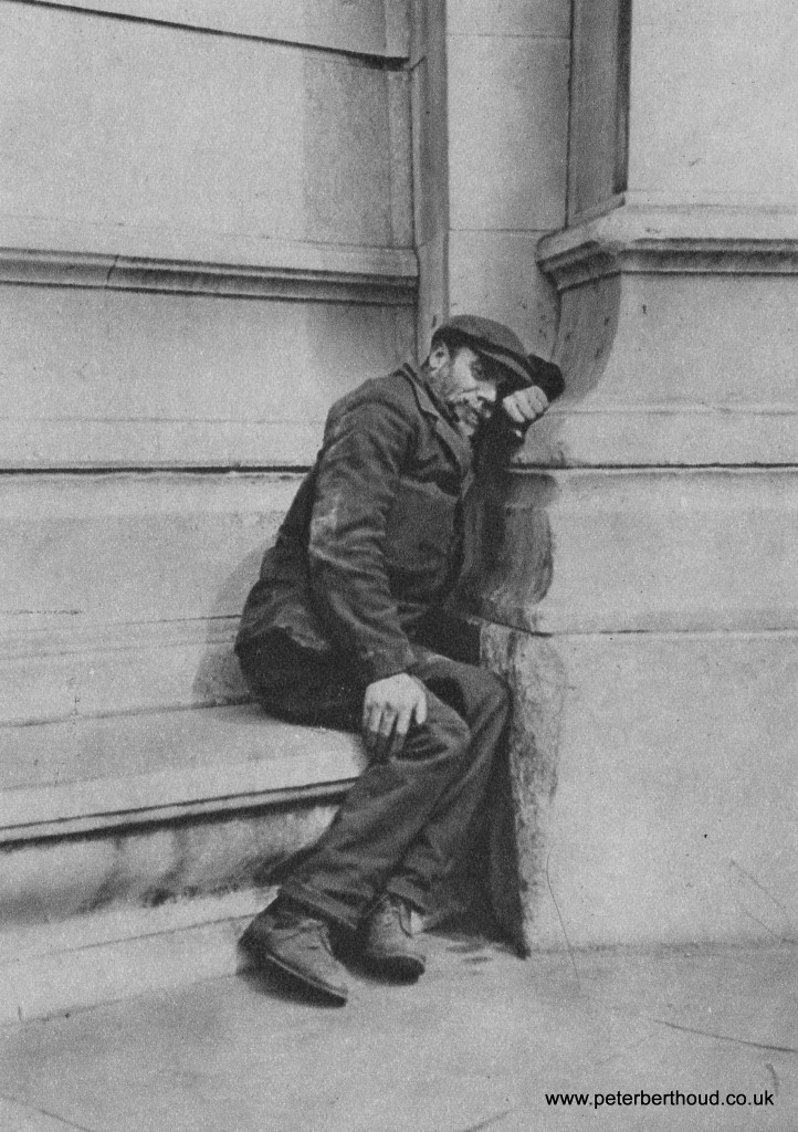 Homeless man, the Embankment, mid 1930s.