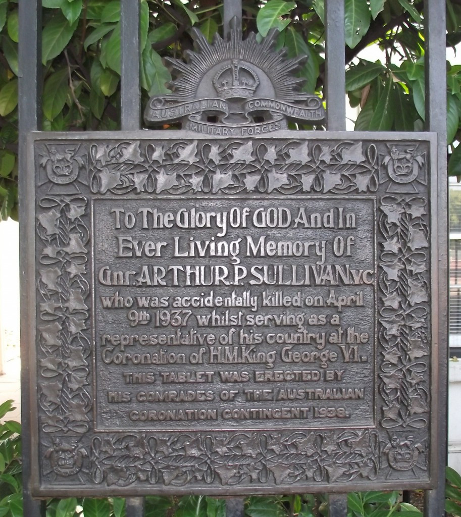 Arthur P Sullivan VC plaque, Birdcage Walk
