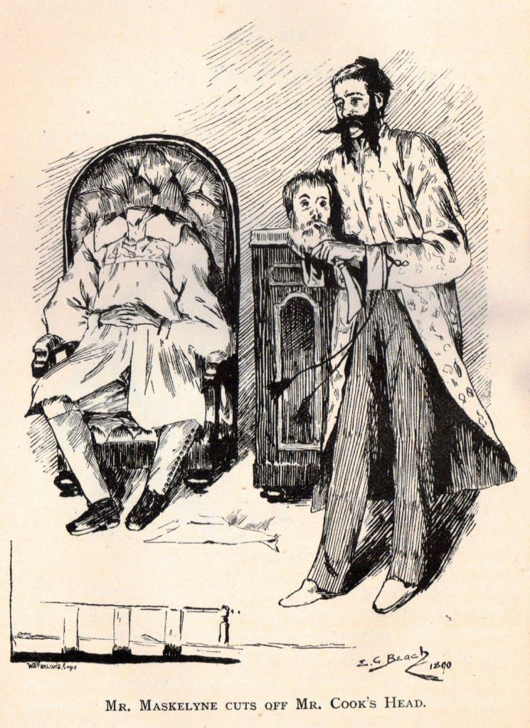"Mr Maskelyne cuts off Mr Cook's Head" Egyptian Hall, Piccadilly, London 1891 Artist EG Beach 1890