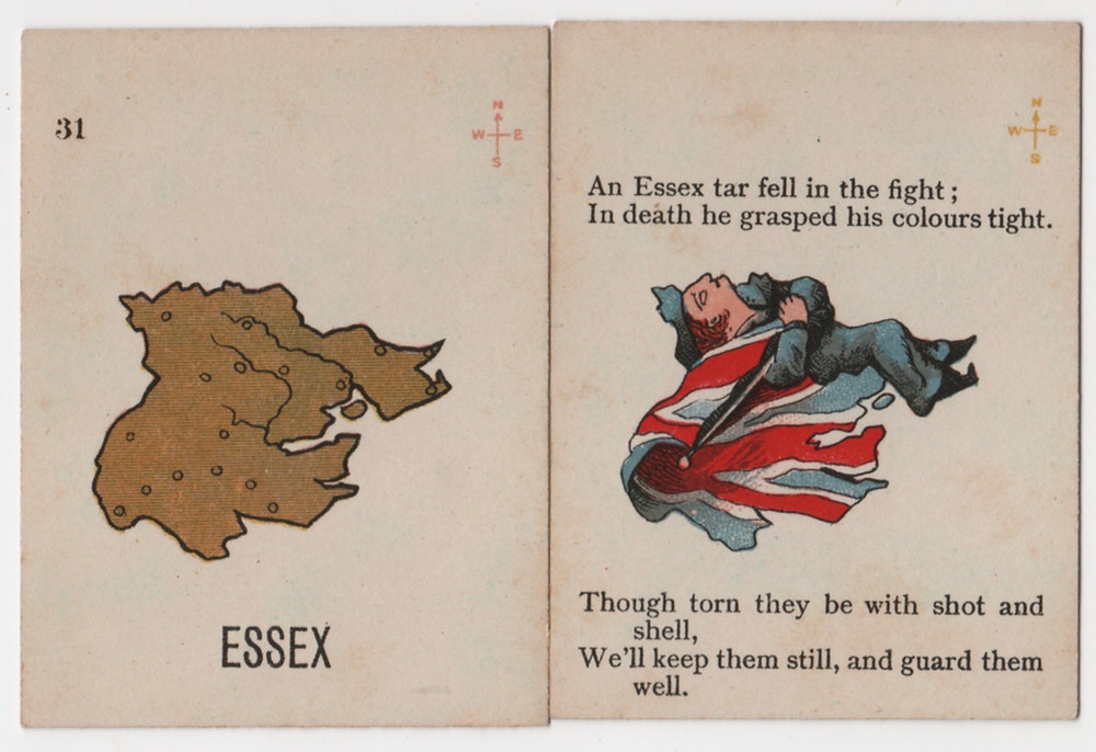 Essex card featuring a sailor clutching the flag