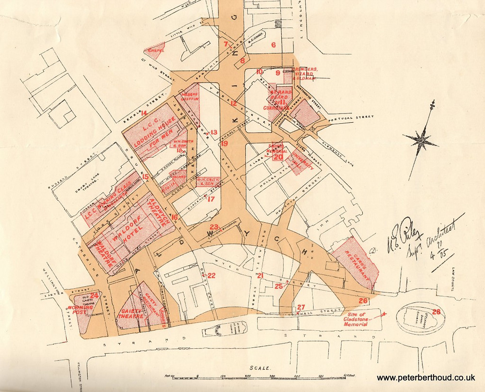 Map showing part of the Kingsway & Aldwych development of 1905