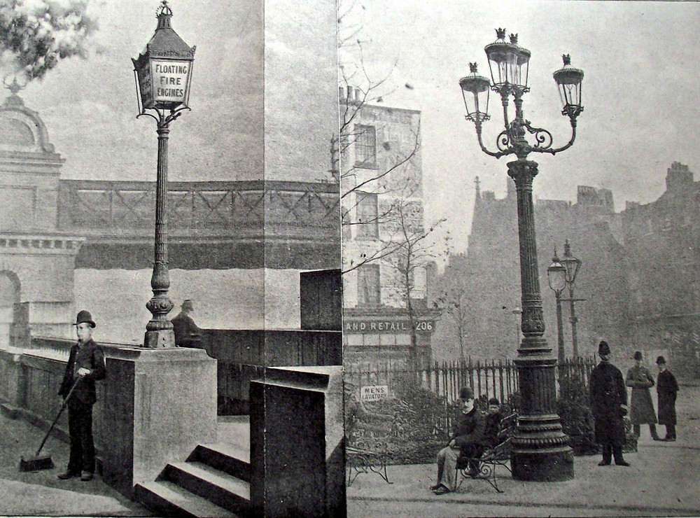 Lamp-posts of today on the Embankment