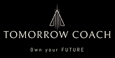 Tomorrow Coach logo with the tagline 'Own your FUTURE.' The design features a minimalist and sleek font on a black background