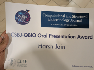 Harsh Jain receives the CSBJ Oral Presentation Award