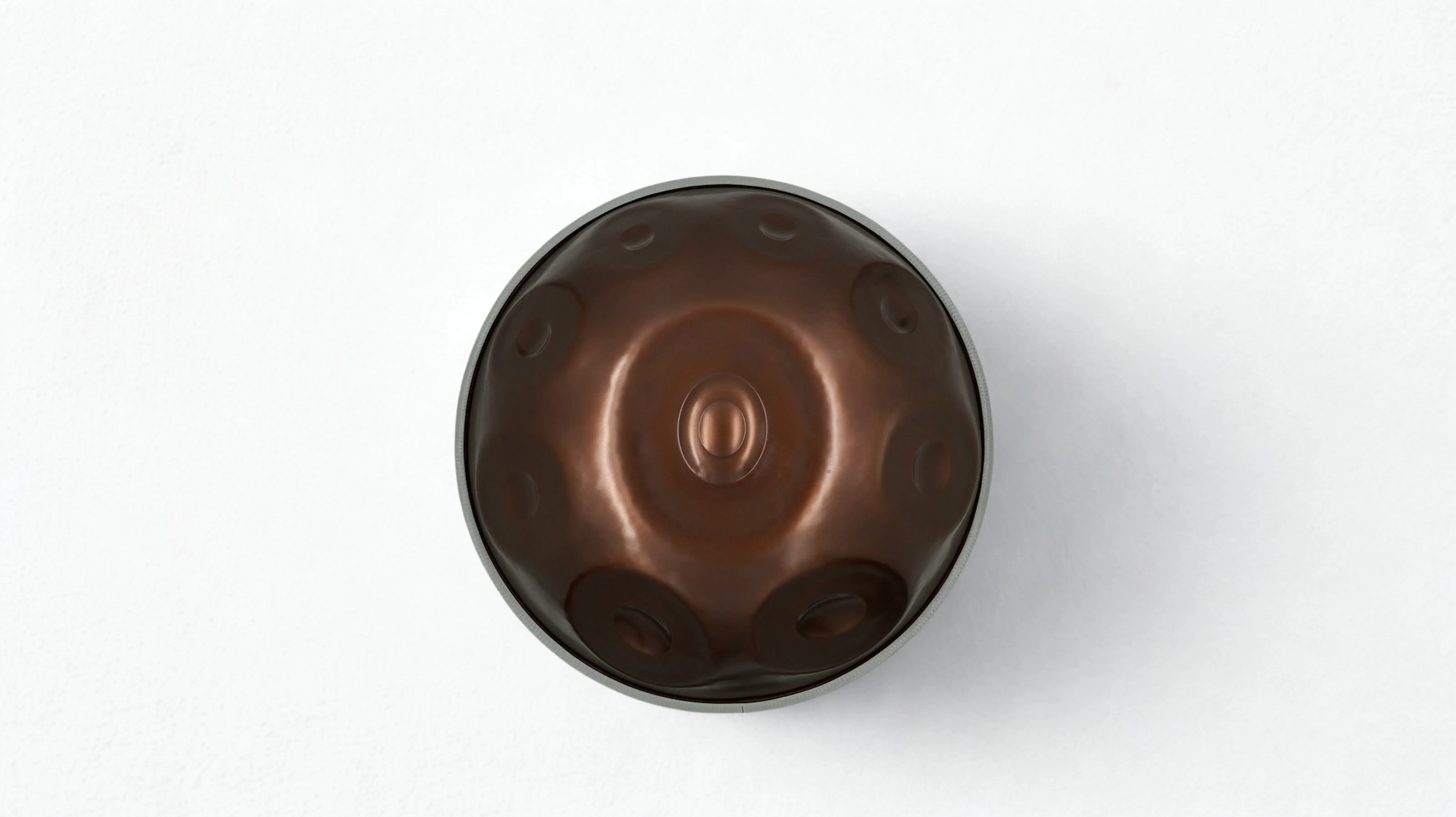 Mini D Kurd Handpan in 440 Hz – Draufsicht mit mattem Edelstahl-Finish