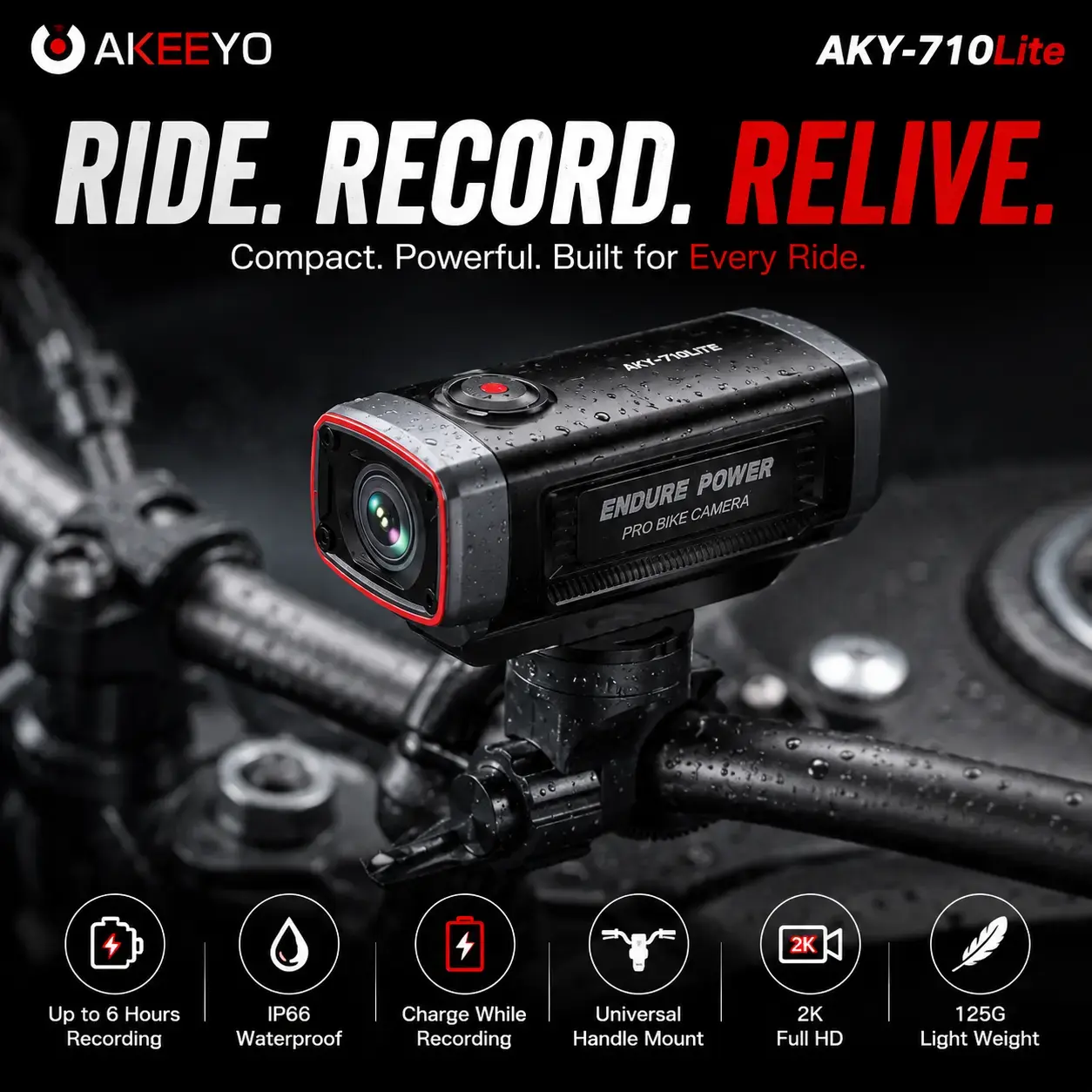 AKEEYO Motorcam AKY-710Lite Waterproof IP66 - Tak Perlu Risau Hujan Lebat