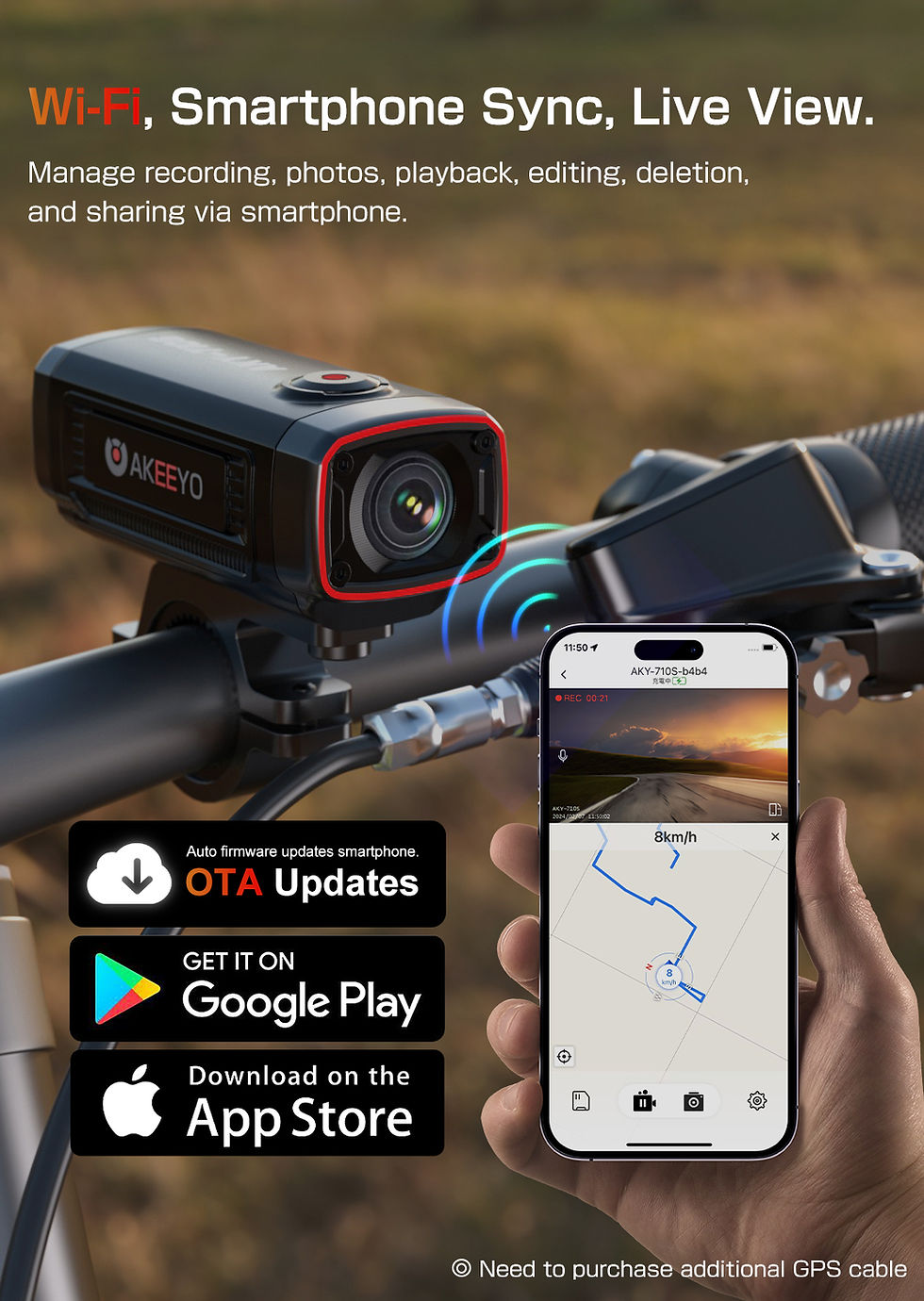 Thumbnail: Wifi connection and smartphone sync with motorcycle camera.