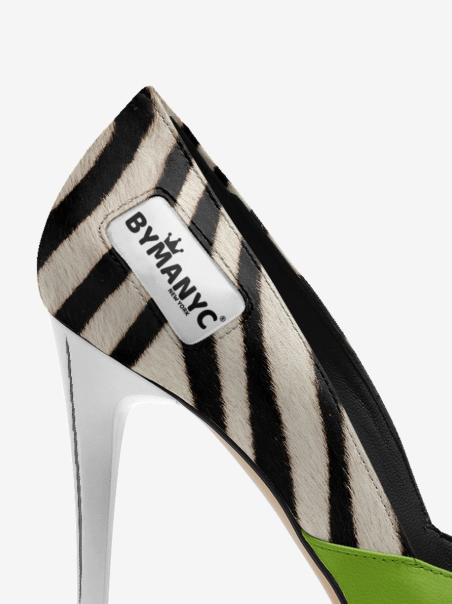 Miniatura: Elegant zebra print high heel pump with visible BYMANYC brand label.